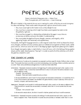 Preview of Poetry - Poetic Devices