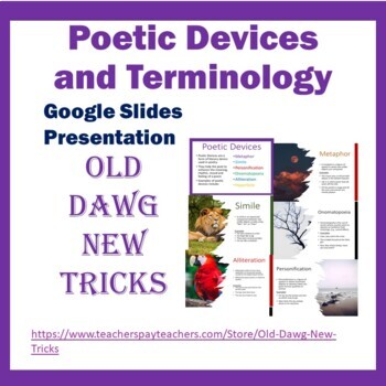 Preview of Poetry: Poetic Devices and Terminology Google Slides Presentation