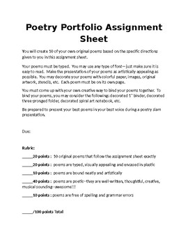 poetry assignment for high school pdf