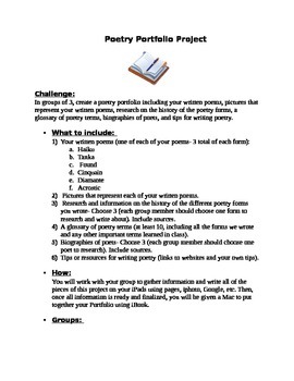Preview of Poetry Portfolio, Poetry Unit End Project, Poetry Journal Collection, Rubric