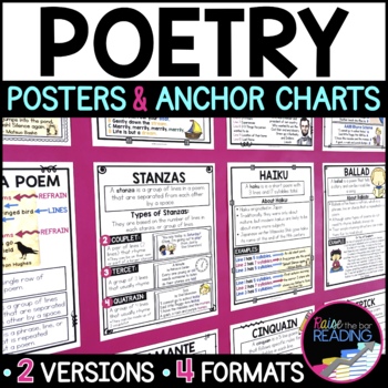 Preview of Poetry Posters Anchor Charts, Types & Elements of Poetry Writing for Poetry Unit