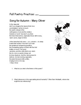 Preview of Poetry Practice- Autumn Leaves