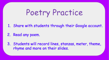Preview of Poetry Practice - Google Slides/PowerPoint