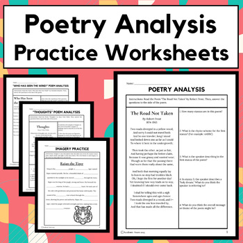 Preview of Poetry Practice Worksheets | Figurative Language and Poetry Analysis Activities