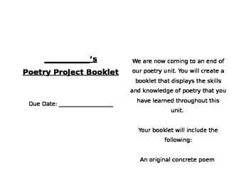 Preview of Poetry Project Booklet