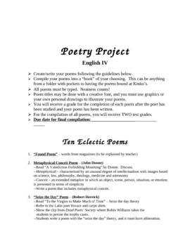 poetry project assignment