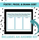 Poetry, Prose, Drama Sort