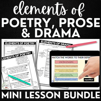 Preview of Poetry Prose and Drama Digital Mini Lessons BUNDLE - Passages and Activities