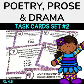 Preview of Poetry, Prose and Drama Task Cards RL 4.5 (Set #2)