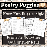 Poetry Puzzles: Word Search, Crossword, Riddles, and Most 