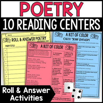 Preview of Poetry Centers - Roll & Answer Activities