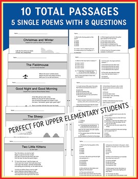 Poetry Comprehension Worksheets by The Brighter Rewriter | TpT