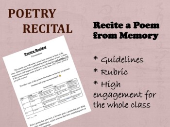 Preview of POETRY Recital Presentations: Memorize a Favorite Poem and Recite it in Class