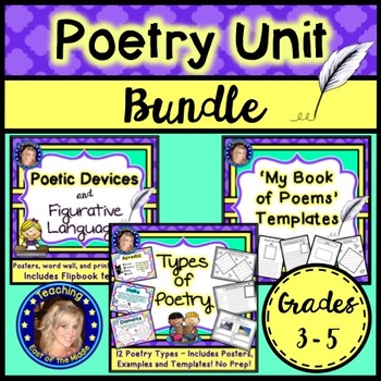 Preview of Poetry Bundle - Poetic Devices, Figurative Language, Types of Poetry and more!