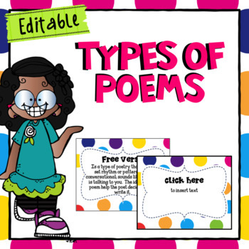 Preview of Types of Poems- Editable