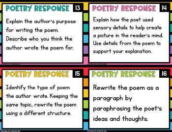 SPANISH-Español Tarjetas en Poesia-Responding to Poetry Task Cards