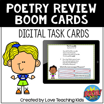 Preview of Poetry Review Boom Cards Digital Task Cards for Distance Learning