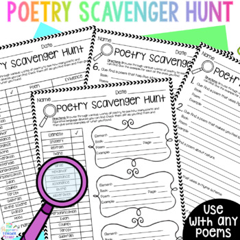 Preview of Poetry Scavenger Hunt | Search for Poetry Elements in any Poems