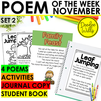 Preview of Poetry Shared Reading Fall, Scarecrow, Nocturnal, Animals, & Thanksgiving Poems