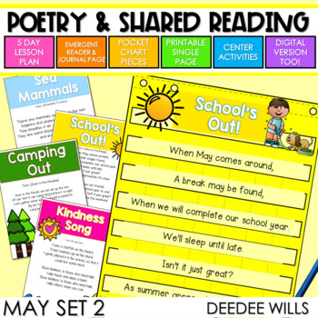 Preview of Summer Poems w Poetry Lesson and Activities Camping, Kindness & Ocean Bundle