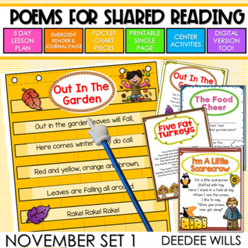 Preview of Poetry Shared Reading Thanksgiving, Turkey, Scarecrow & Fall Poems