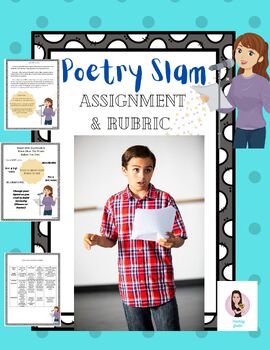 Preview of Poetry Slam. Poem, Presentation. Assignment and Rubric. Junior.