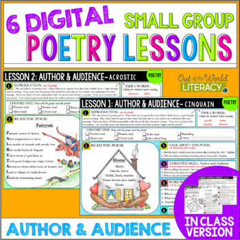 Preview of Poetry Small Group Reading Lessons - AUTHOR & AUDIENCE - Digital & Print