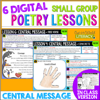 Preview of Poetry Small Group Reading Lessons - CENTRAL MESSAGE - Digital & Print