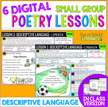 Preview of Poetry Small Group Reading Lessons - DESCRIPTIVE LANGUAGE - Digital & Print
