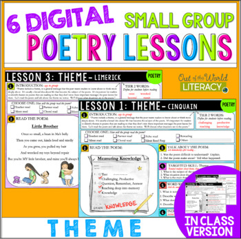 Preview of Poetry Small Group Reading Lessons - THEME - Digital & Print
