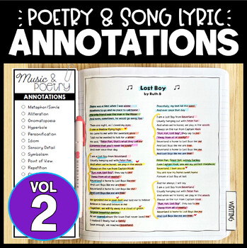 Preview of Poetry + Song Lyric Analysis and Annotation for Middle Grade ELA (VOLUME 2)