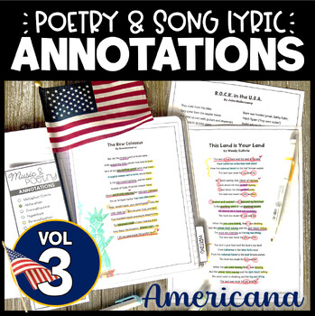 Preview of Poetry + Song Lyric Analysis and Annotation for Middle Grade ELA (VOLUME 3)