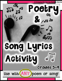 Poetry & Song Lyrics Analysis Guide for ANY Poem or Song C