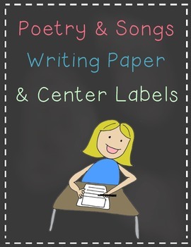 Preview of Poetry & Songs Writing Paper and Center Labels