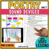 Poetry Sound Devices: Interactive Notebook, Video Lessons, Google Slides & More