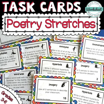 Preview of Poetry Stretches--52 Task Cards to Prepare Students for Writing Poetry