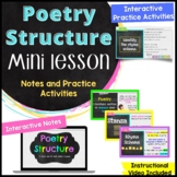 Poetry Structure Mini Lesson for Middle School Notes and A