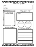 Poetry Study Close Reading Recording Sheet