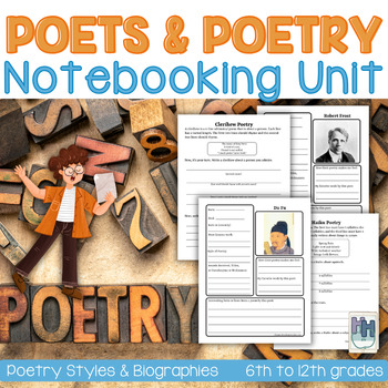Preview of Poetry Styles and Poet Biographies Notebooking Unit: 6th-12th grades