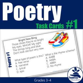 Preview of Poetry Task Cards 1 (3rd and 4th Grade)