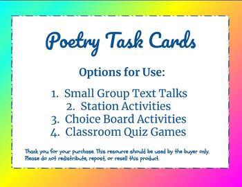 Preview of Poetry Task Cards