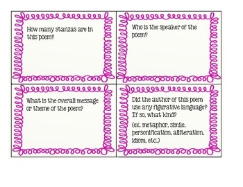 poetry assignment cards