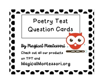 Preview of Poetry Test Question Task Cards