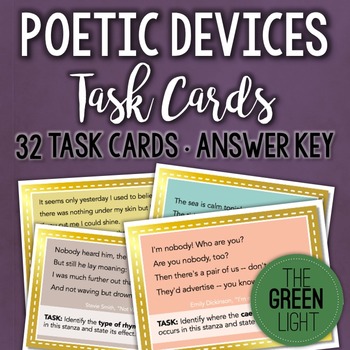 Preview of Poetry Task Cards: Poetic Terms and Prompts for Quizzes, Bell-Ringers