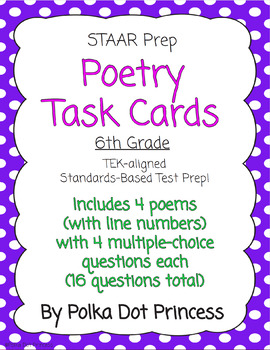 Preview of Poetry Task Cards - STAAR Test Prep/Review