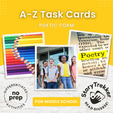 Poetry Task Cards | A-Z - Poetic Forms | Middle School