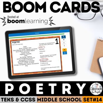 Preview of Poetry Task Cards Digital Boom Cards