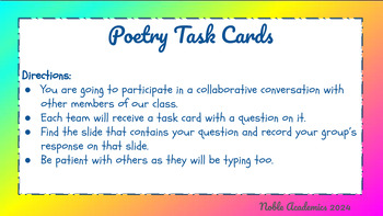 Preview of Poetry Task Cards Digital Resource