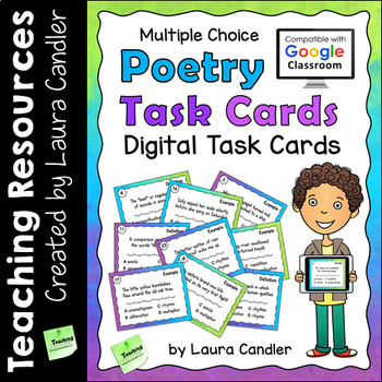 Preview of Poetry Task Cards (Digital for Google Classroom)