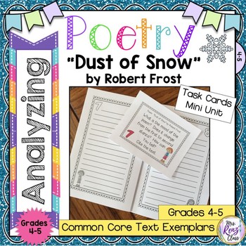 Preview of Poetry Task Cards Dust of Snow by Robert Frost Poetry Analysis Mini Unit